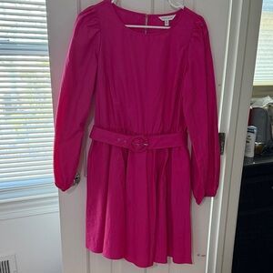 Crown & Ivy Vibrant Pink Belted Dress with Pockets